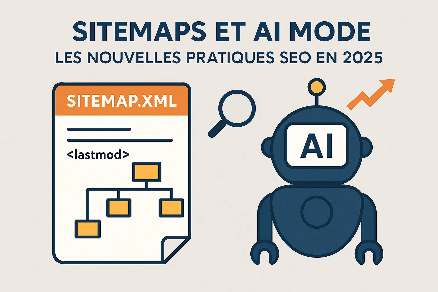 Illustration d’un sitemap XML et de l’AI Mode de Googlebot en 2025